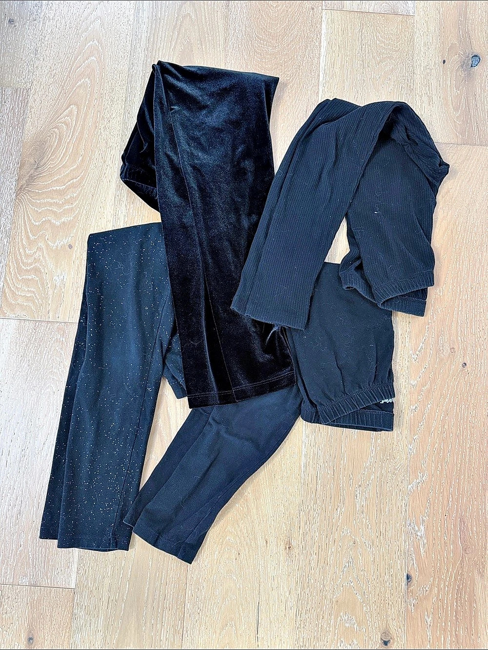 Cat & Jack Girls Black Leggings Bundle Lot of 4 Size L 10/12 Velvet Sparkle